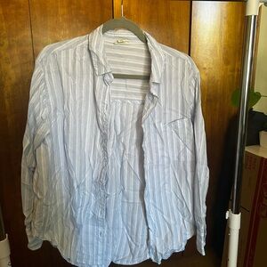 a.n.a Light Blue Striped Shirt
